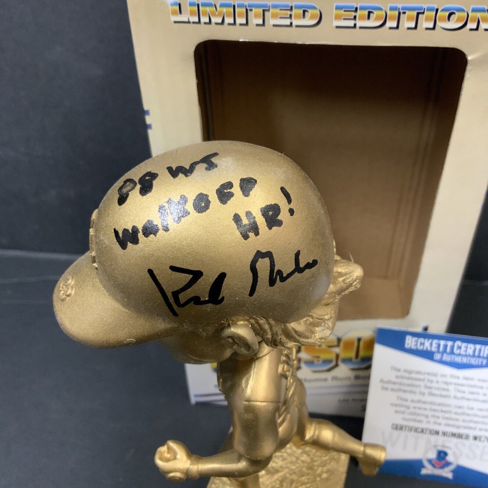 DODGERS KIRK GIBSON SIGNED LE GOLD BOBBLEHEAD "88 WS WALKOFF HR" INS BAS WE78111