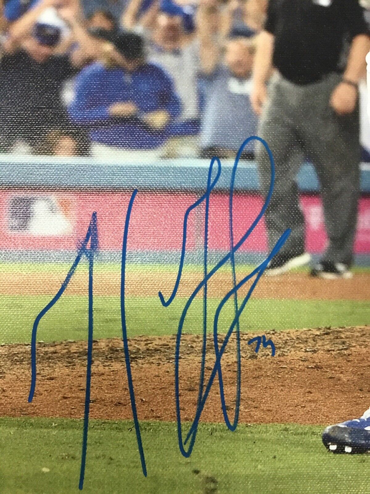 KENLEY JANSEN DODGERS ALL TIME SAVES LEADER SIGNED 18X22 CANVAS PRINT PSA 6996