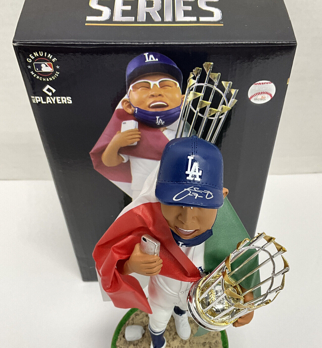 JULIO URIAS DODGERS SIGNED WS FOCO FLAG BOBBLEHEAD "HECHO EN MEXICO" BAS WX95707