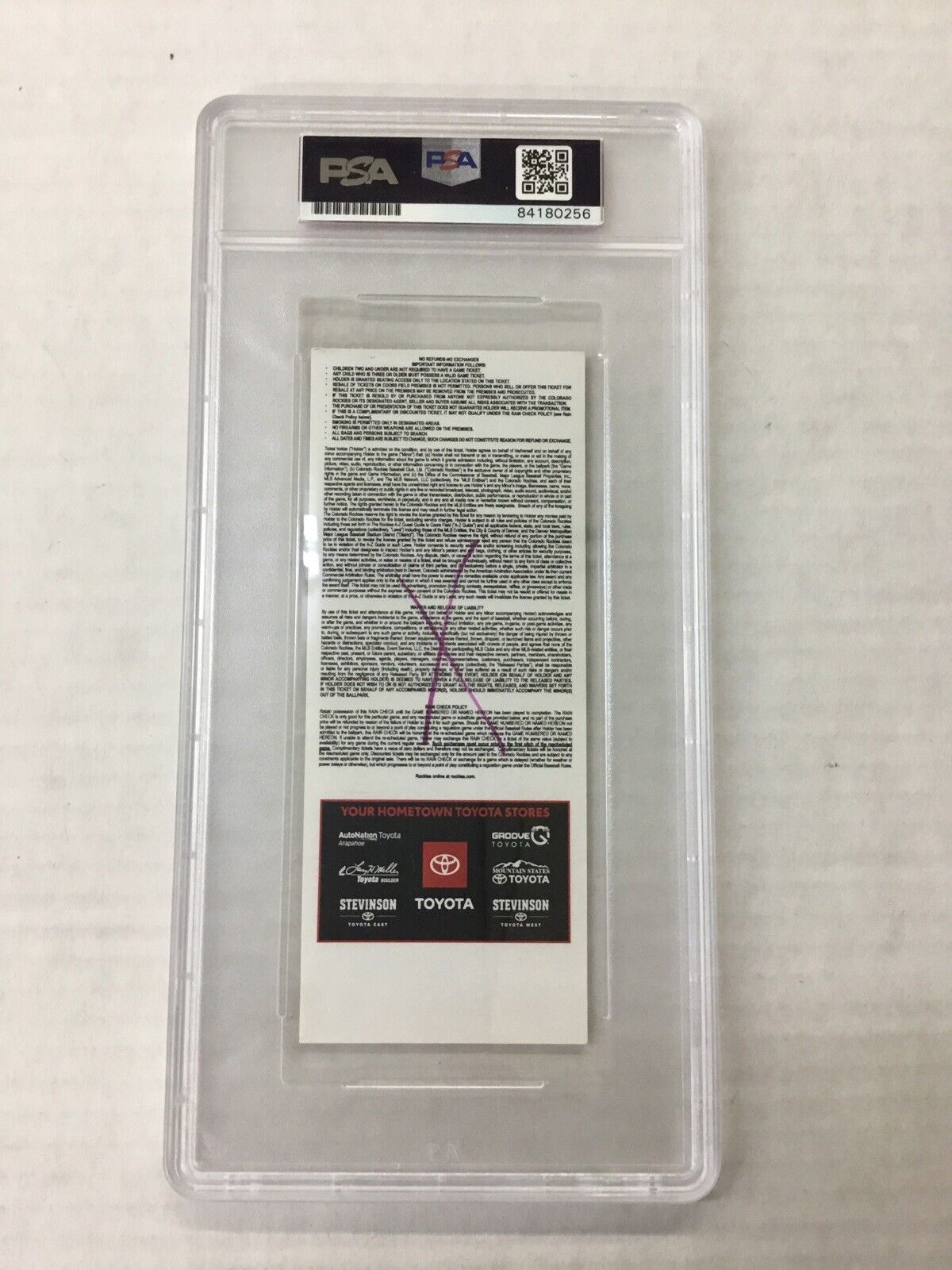 DODGERS EDWIN RIOS SIGNED 1ST MLB HIT 6-29-19 TICKET STUB PSA/DNA SLABBED 180256
