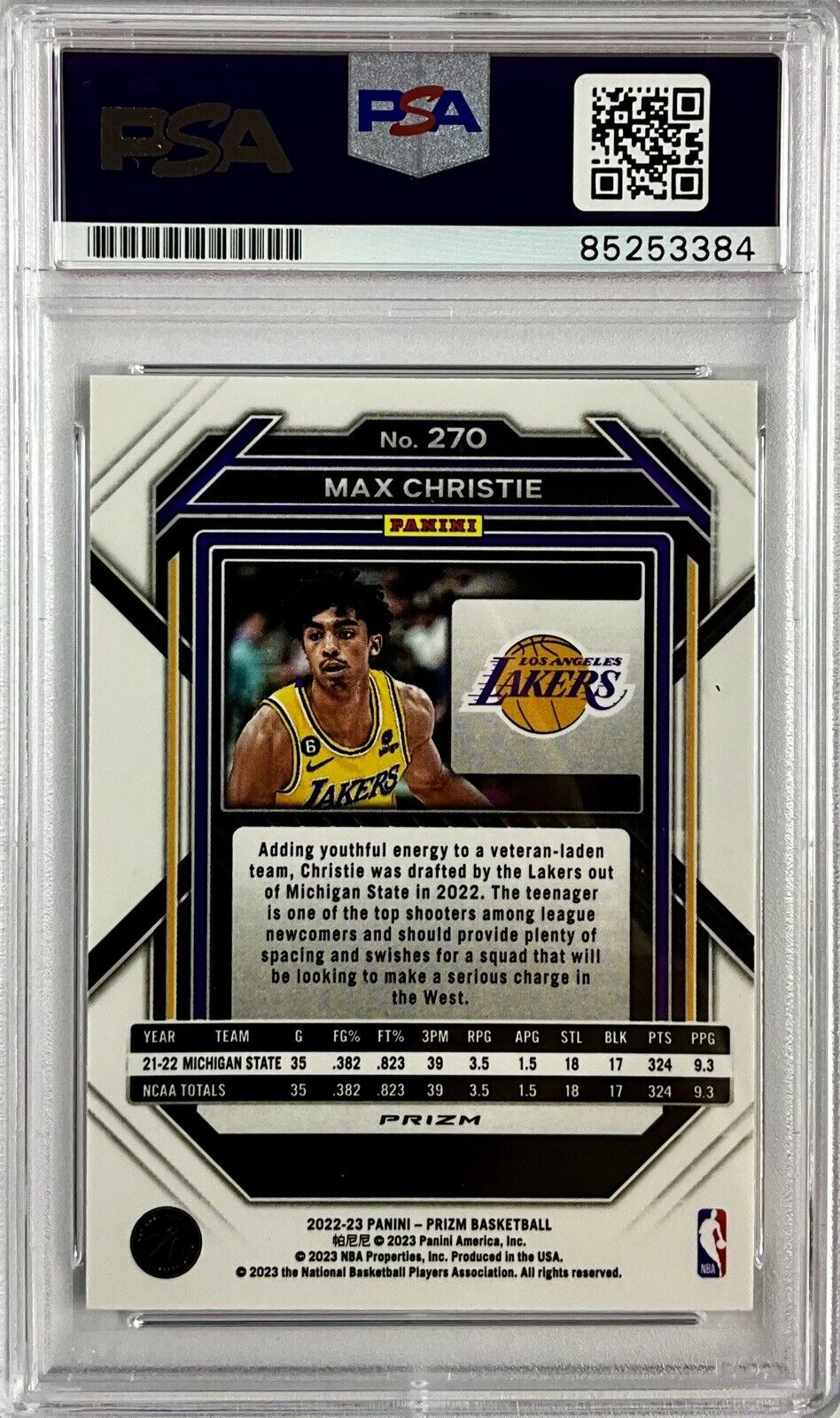 MAX CHRISTIE SIGNED LAKERS WAVE GREEN PANINI PRIZM 270 RC PSA ITP 85253384