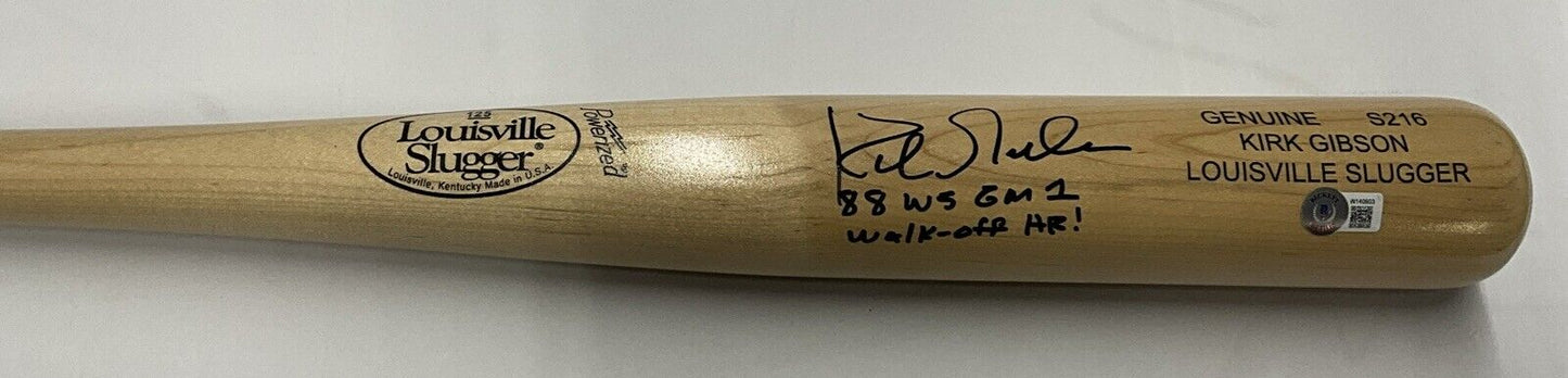 KIRK GIBSON DODGERS SIGNED LOUISVILLE SLUGGER BAT "88 WS WALK OFF HR BAS W140603
