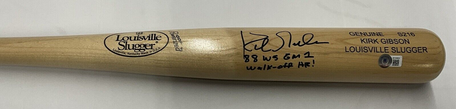 KIRK GIBSON DODGERS SIGNED LOUISVILLE SLUGGER BAT "88 WS WALK OFF HR BAS W140603