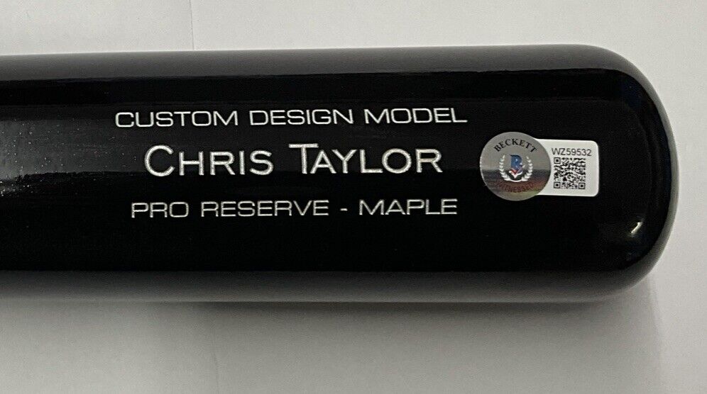 CHRIS TAYLOR DODGERS SIGNED VICTUS GAME MODEL CUSTOM BLACK BAT BAS ITP WZ59532