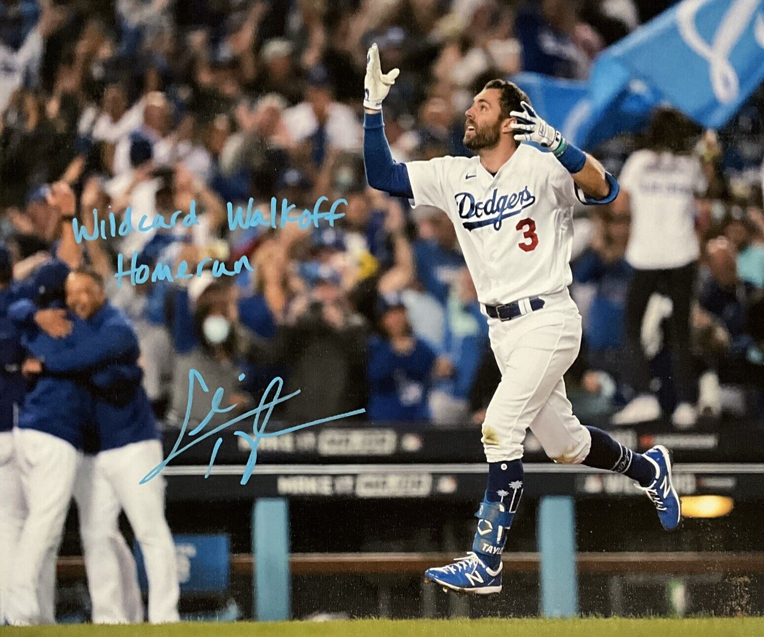 CHRIS TAYLOR DODGERS SIGNED 22X26 CANVAS "WILDCARD WALKOFF HOME RUN" PSA 2C53364
