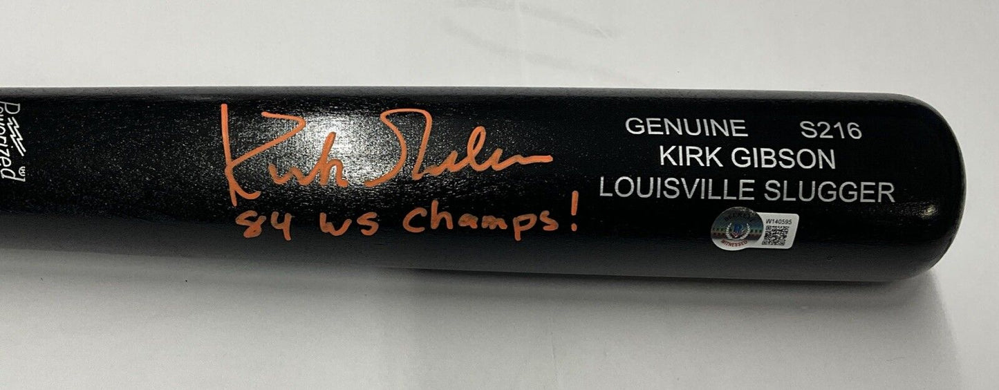 KIRK GIBSON TIGERS SIGNED LOUISVILLE SLUGGER MODEL BAT 84 WS CHAMPS" BAS W140595