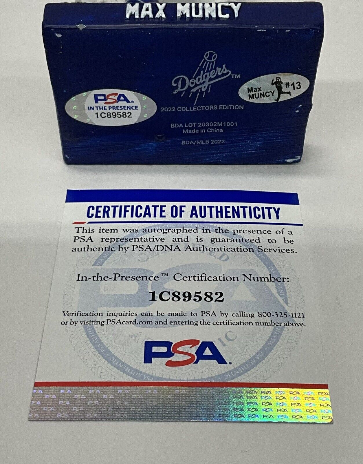 MAX MUNCY 2020 WS CHAMP SIGNED DODGERS 2022 SGA BOBBLEHEAD PSA 1C89582