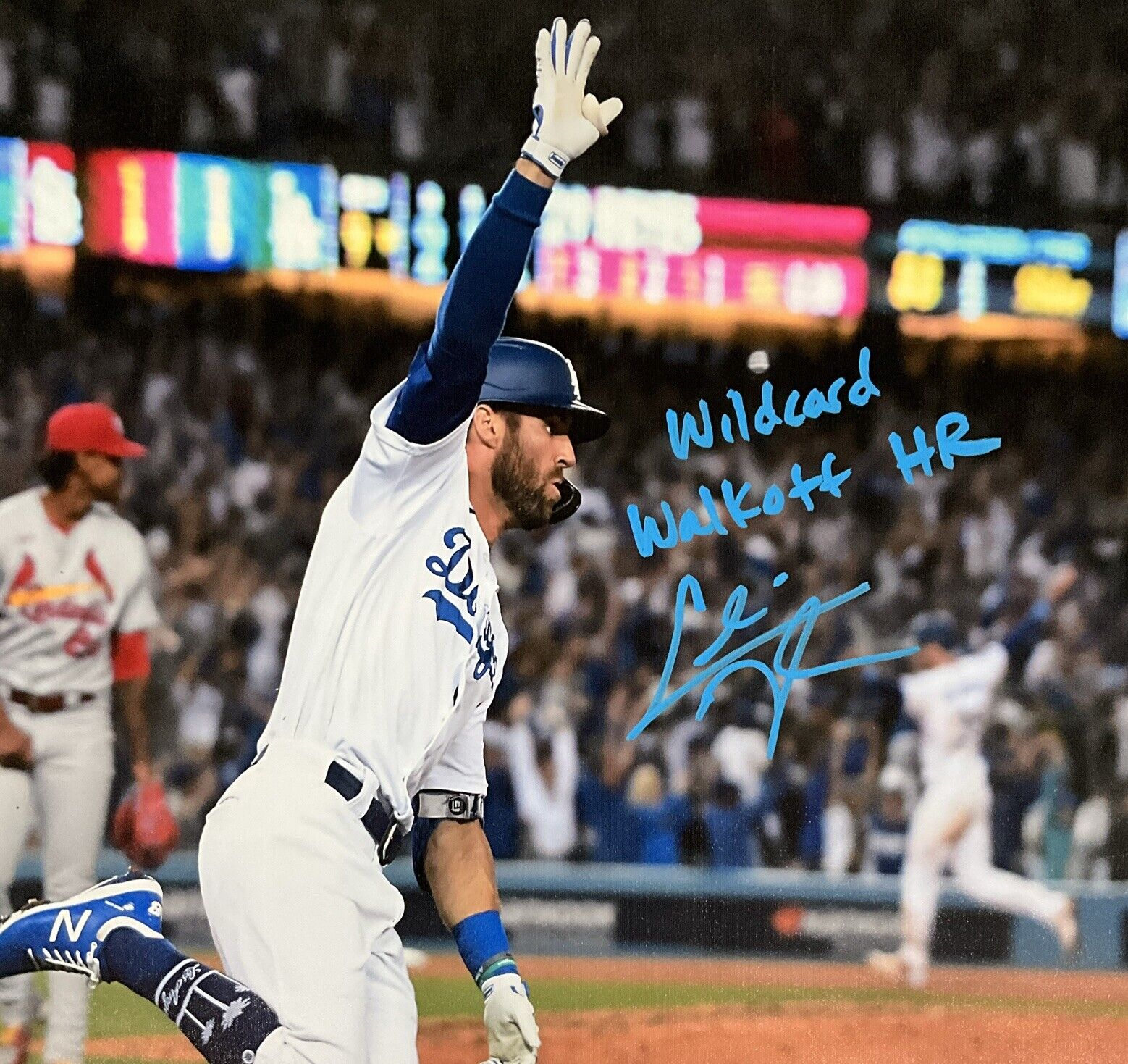 CHRIS TAYLOR DODGERS SIGNED 22X26 CANVAS "WILDCARD WALKOFF HR" PSA 2C53369