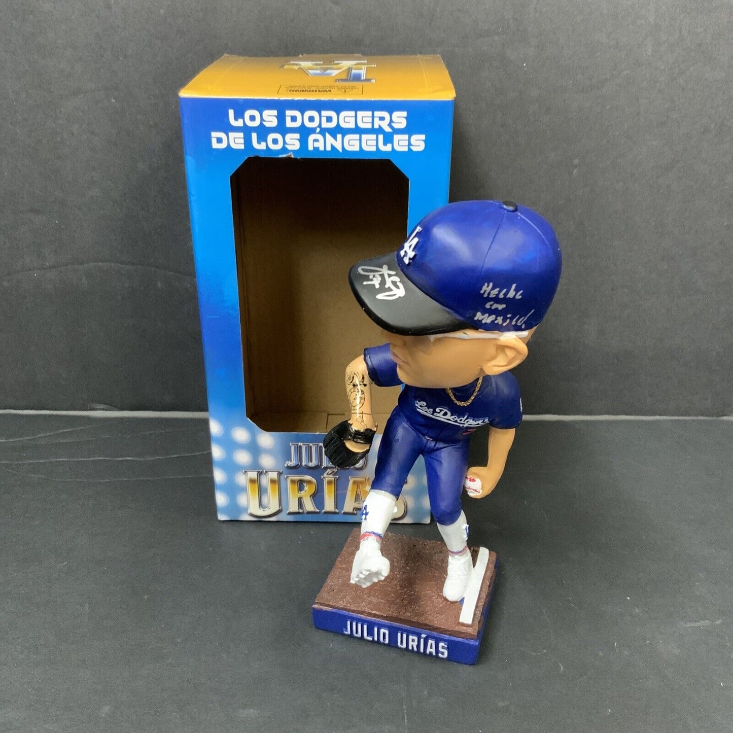 JULIO URIAS DODGERS SIGNED 2022 SGA BOBBLEHEAD "HECHO EN MEXICO" BECKETT WZ59948