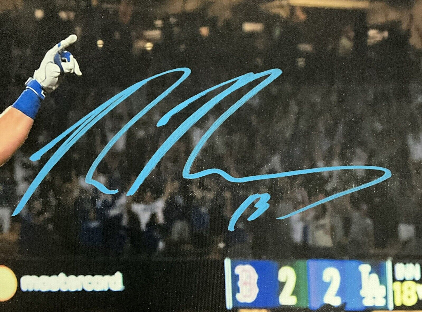 MAX MUNCY DODGERS SIGNED 22X26 2018 WORLD SERIES WALKOFF HR CANVAS PSA 2C51245