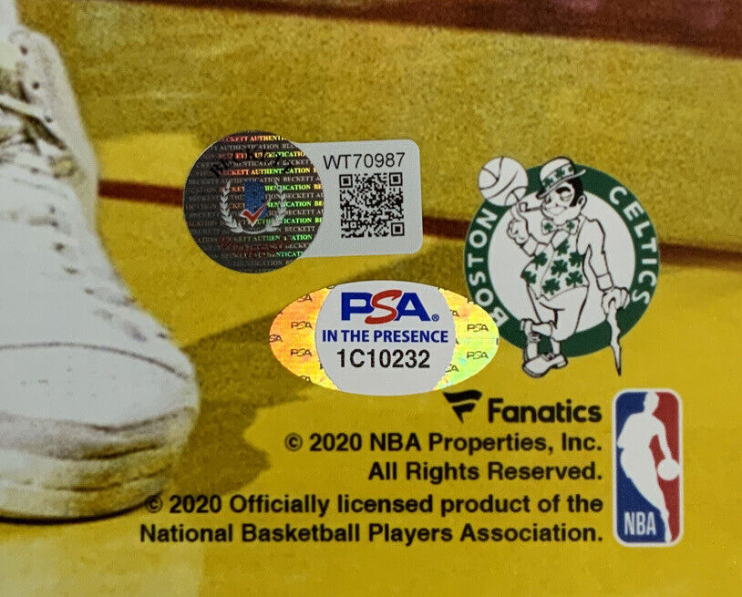 MAGIC JOHNSON LAKERS LARRY BIRD BOSTON CELTICS SIGNED 16X20 PHOTO BAS PSA C10232