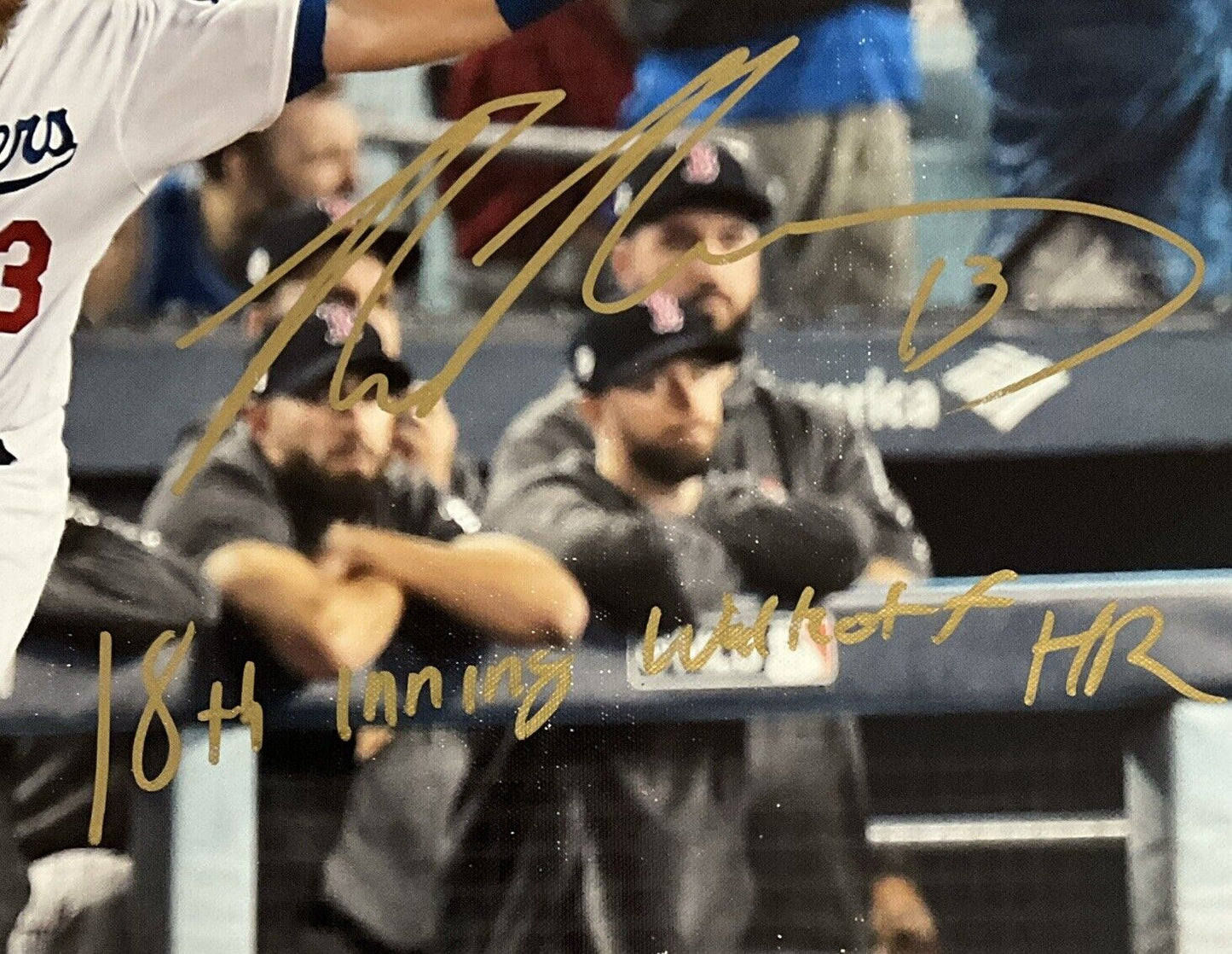 MAX MUNCY DODGERS SIGNED 22X26 18 WS CANVAS "18TH INNING WALKOFF HR" PSA 1C01915