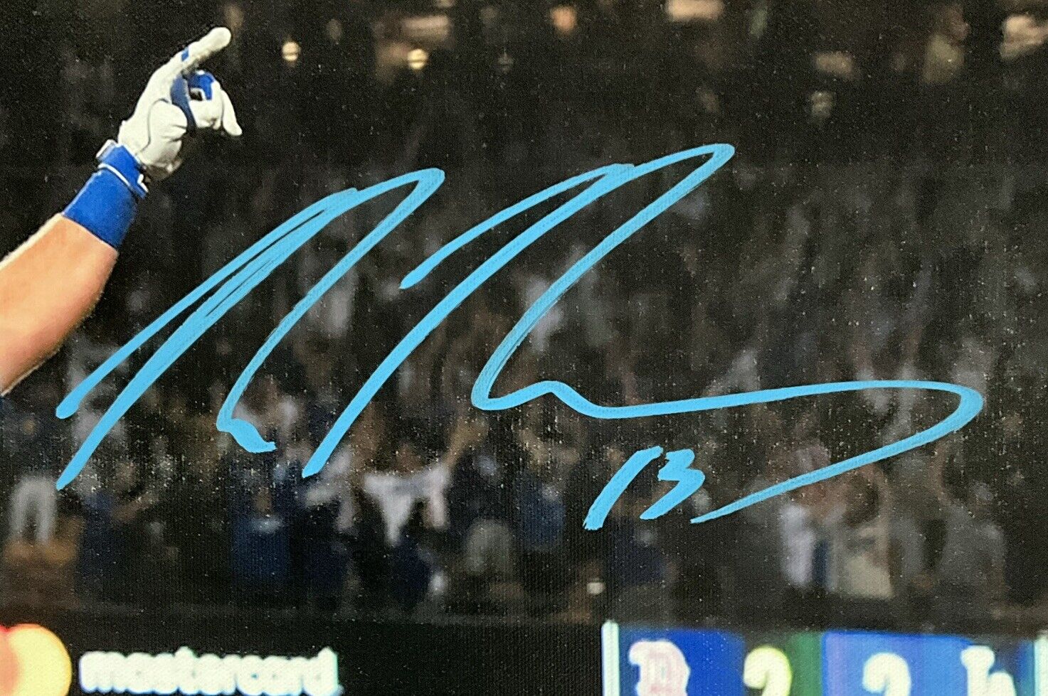 MAX MUNCY DODGERS SIGNED 22X26 2018 WORLD SERIES WALKOFF HR CANVAS PSA 2C51244