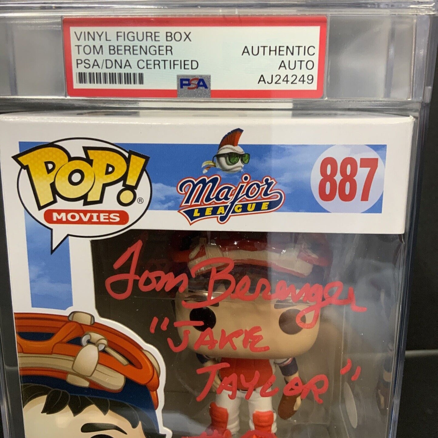 TOM BERENGER SIGNED "JAKE TAYLOR" MAJOR LEAGUE FUNKO POP SLABBED PSA AJ24249
