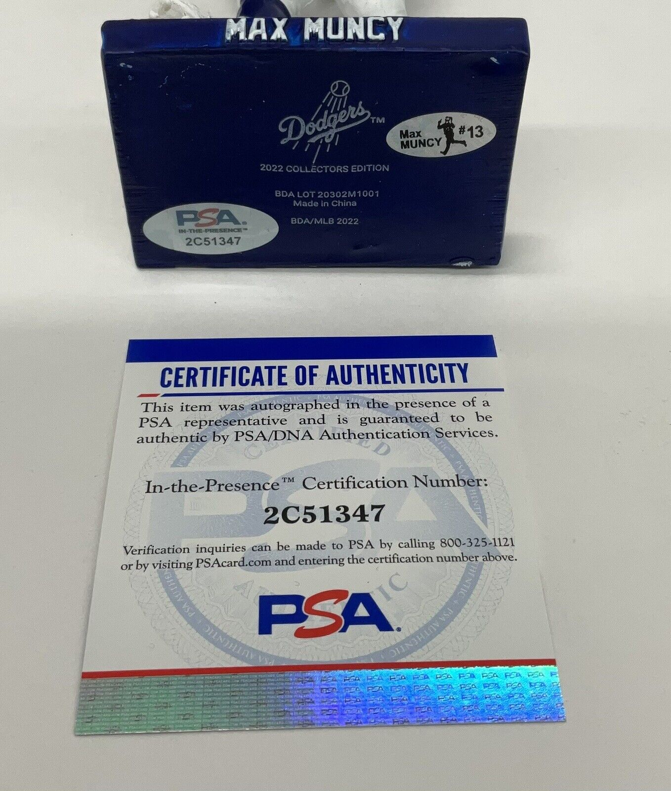 MAX MUNCY 2020 WS CHAMP SIGNED DODGERS 2022 SGA BOBBLEHEAD PSA 2C51347