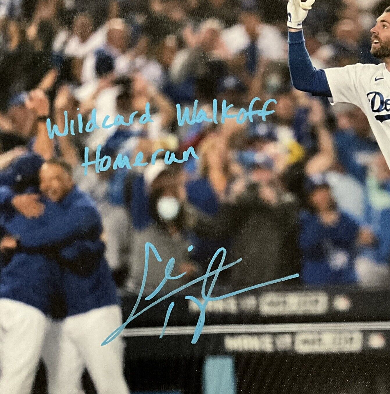 CHRIS TAYLOR DODGERS SIGNED 22X26 CANVAS "WILDCARD WALKOFF HOME RUN" PSA 2C53364