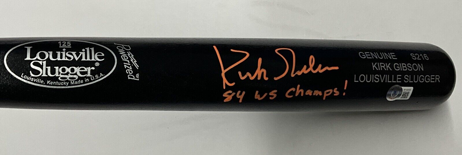 KIRK GIBSON TIGERS SIGNED LOUISVILLE SLUGGER MODEL BAT 84 WS CHAMPS" BAS W140595
