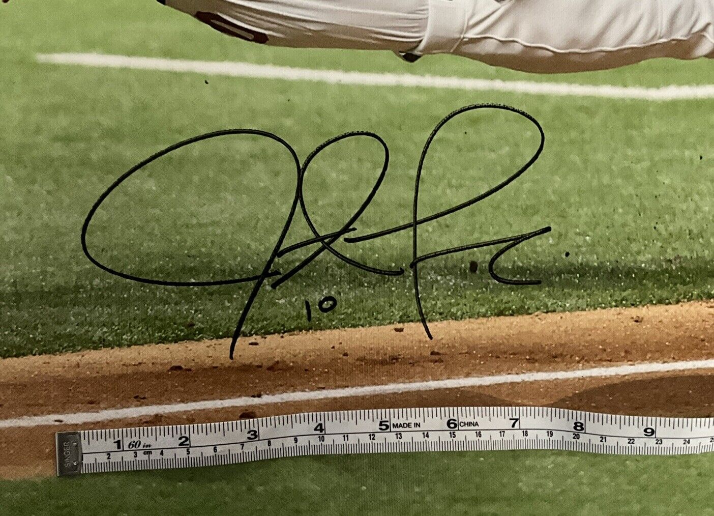 JUSTIN TURNER DODGERS SIGNED 22X33 2020 NLCS DIVING TAG CANVAS PSA 9A99842