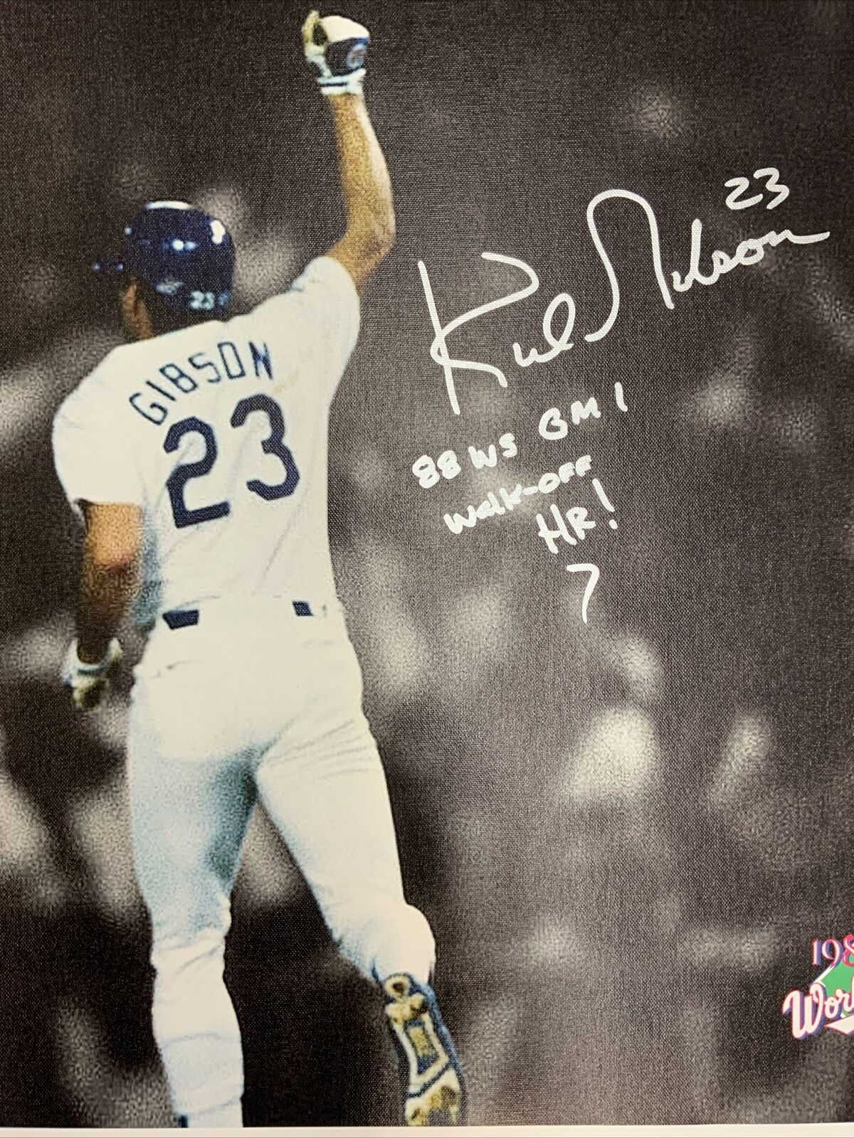 KIRK GIBSON DODGERS SIGNED 22X32 CANVAS "88 WS GM 1 WALK OFF HR" INS PSA AI33528