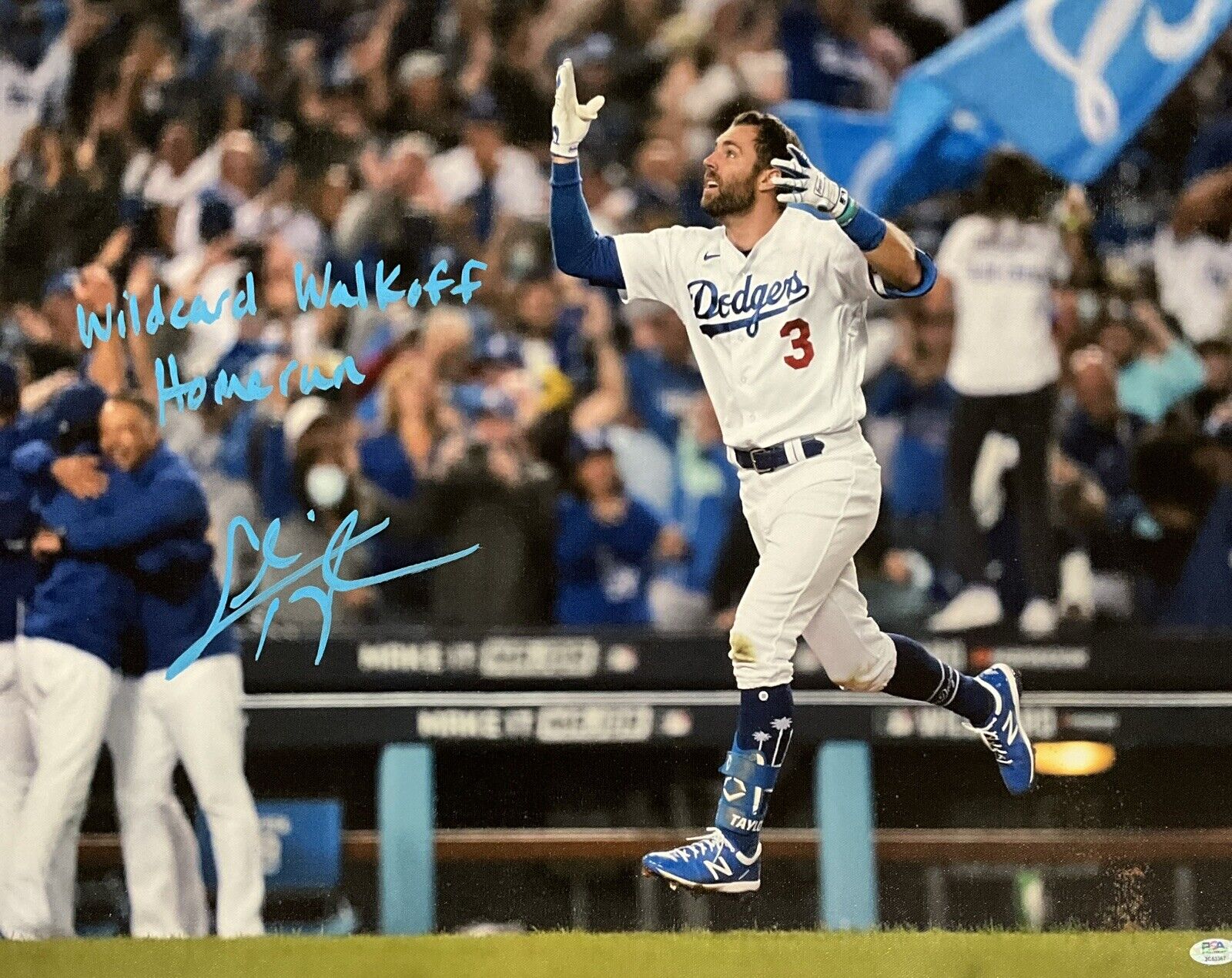CHRIS TAYLOR DODGERS SIGNED 22X26 CANVAS "WILDCARD WALKOFF HOME RUN" PSA 2C53367