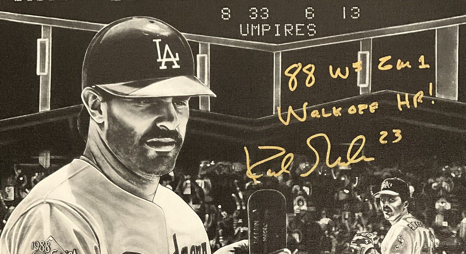 KIRK GIBSON SIGNED 22X24 LIMITED ART PRINT CANVAS "88 WS WALKOFF HR" BAS WE78165