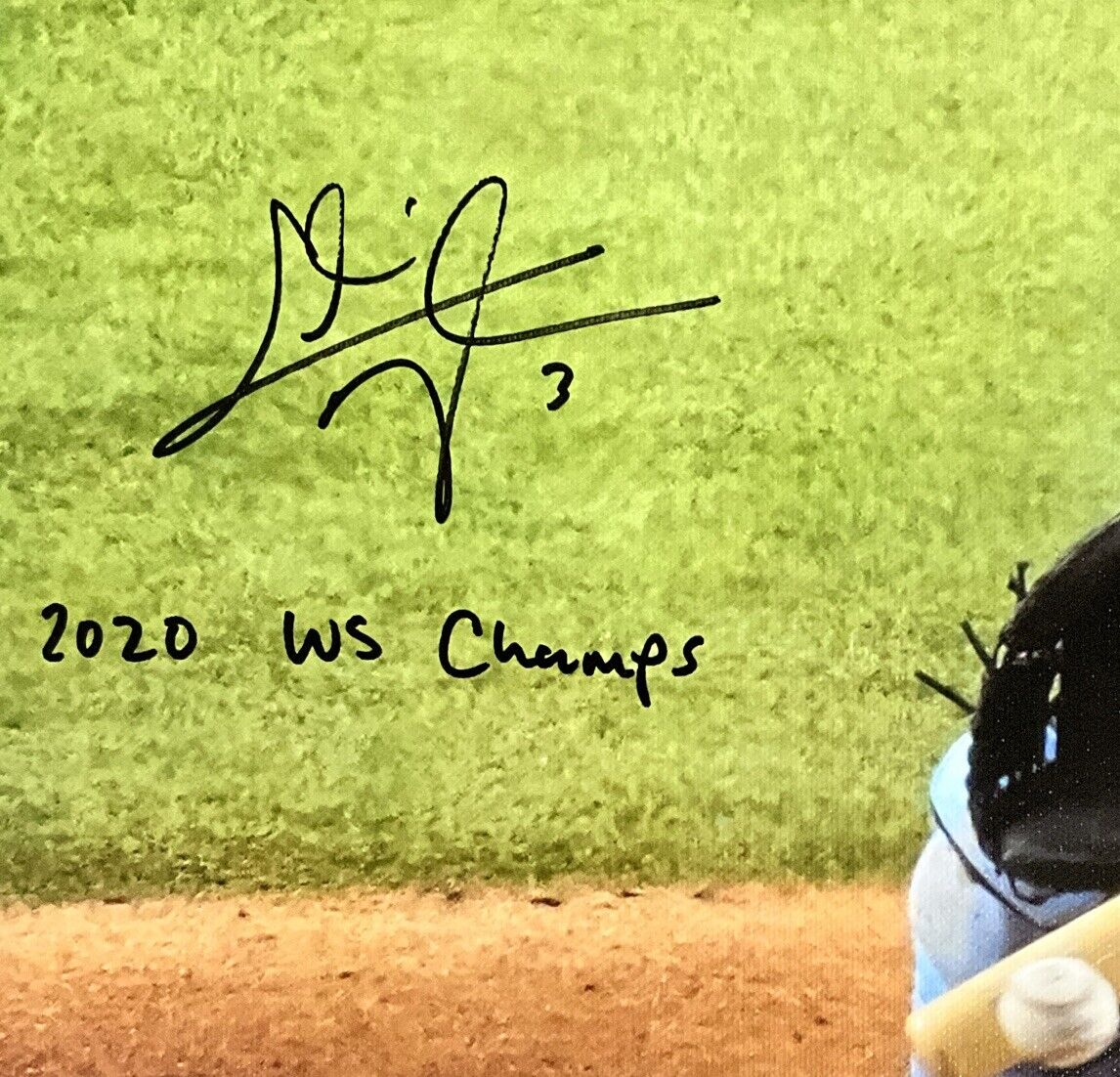 CHRIS TAYLOR DODGERS SIGNED 22X26 WS HOMERUN CANVAS "2020 WS CHAMPS" PSA 1C01426