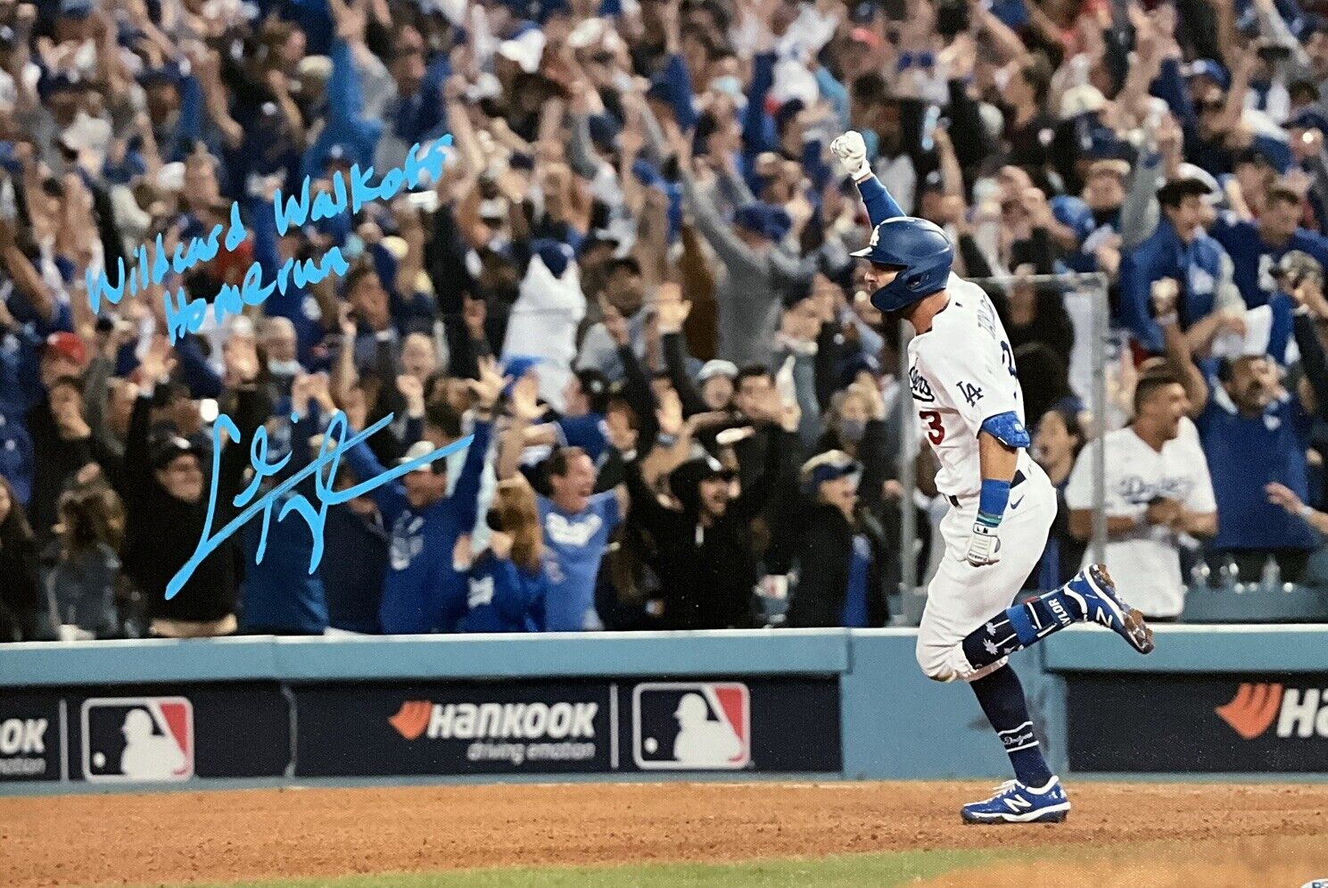CHRIS TAYLOR DODGERS SIGNED 22X26 CANVAS "WILDCARD WALKOFF HOME RUN" PSA 2C53361