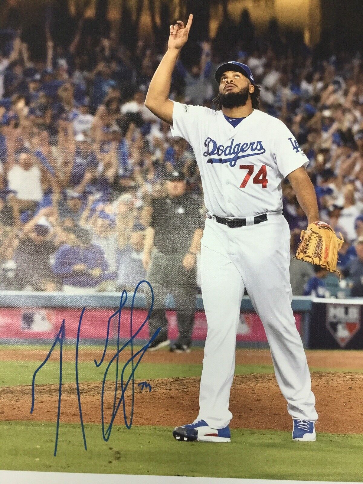 KENLEY JANSEN DODGERS ALL TIME SAVES LEADER SIGNED 18X22 CANVAS PRINT PSA 6996