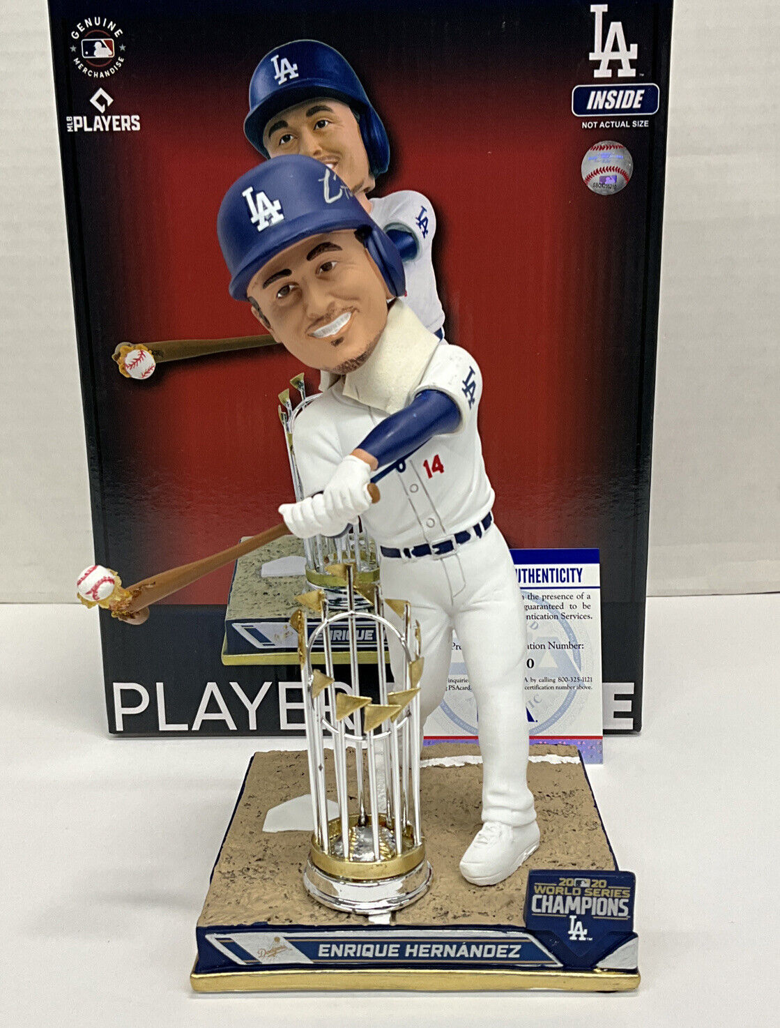 KIKE HERNANDEZ DODGERS SIGNED FOCO FLAME 2020 WS CHAMPS BOBBLEHEAD PSA 1C86210