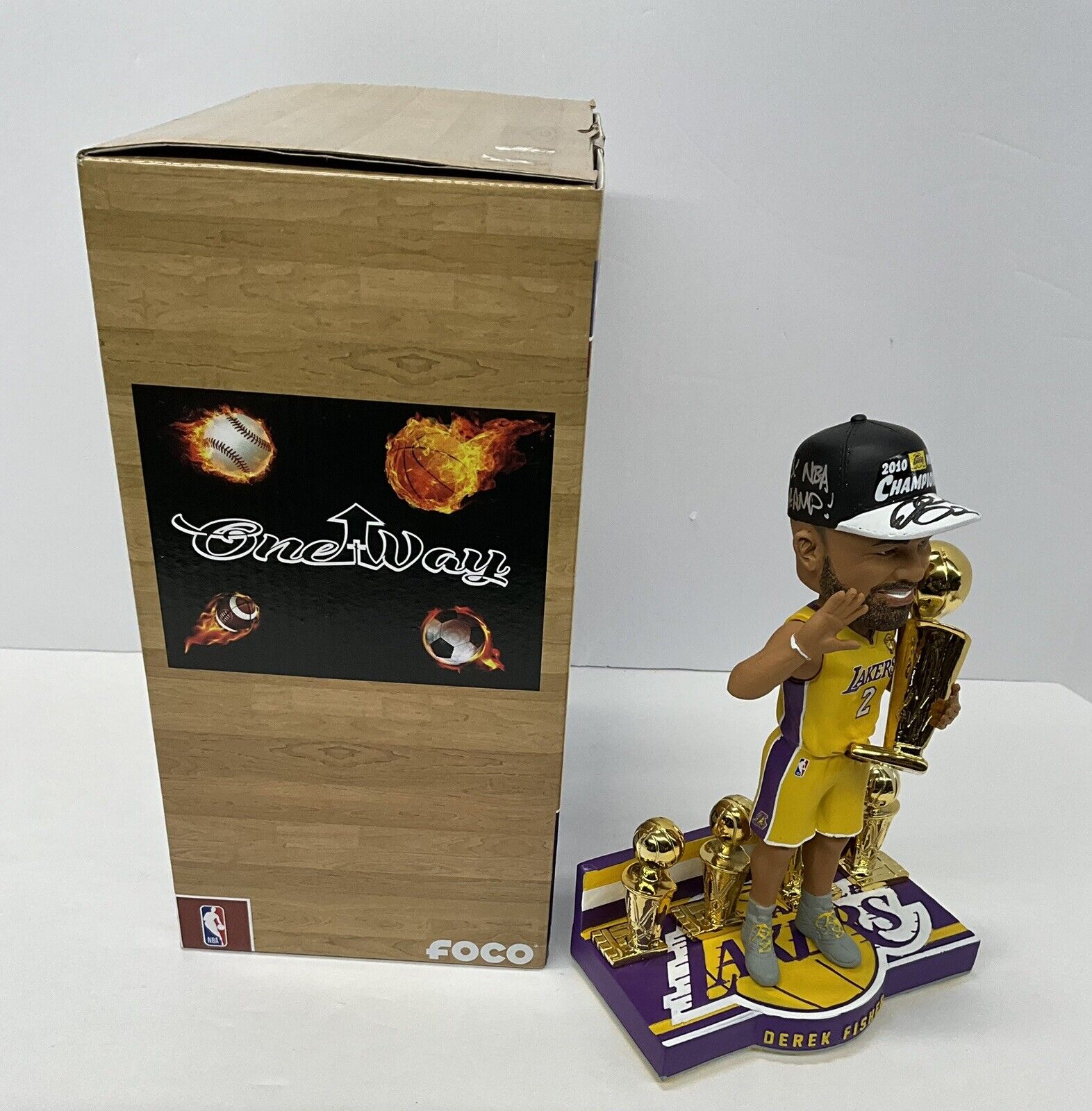 DEREK FISHER SIGNED LAKERS LIMITED FOCO BOBBLEHEAD "5X NBA CHAMP" PSA 1C61465