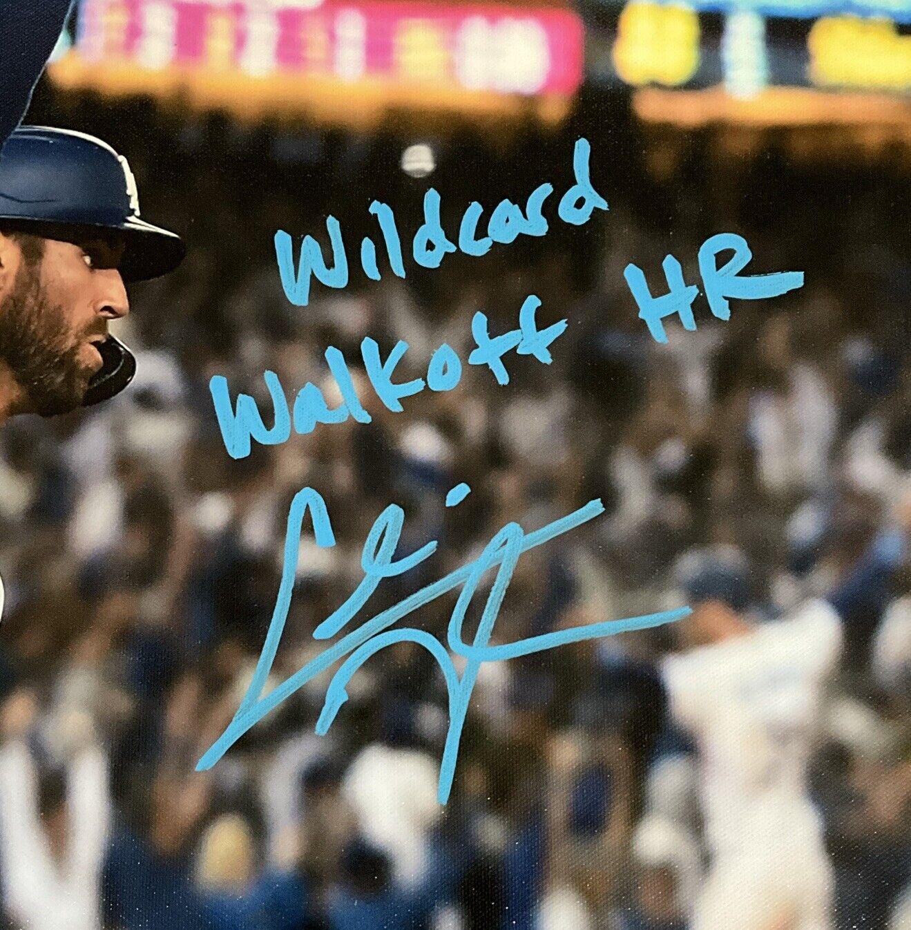 CHRIS TAYLOR DODGERS SIGNED 22X26 CANVAS "WILDCARD WALKOFF HR" PSA 2C53369