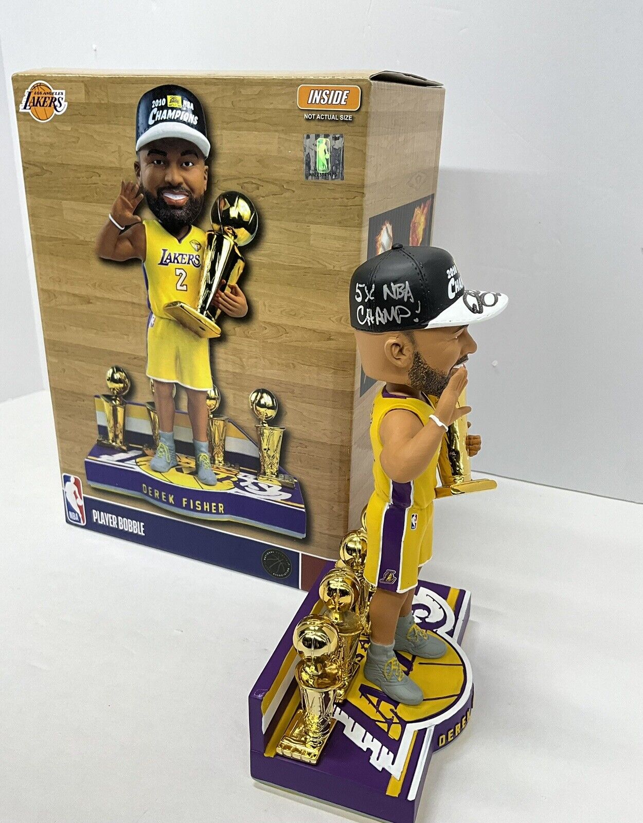 DEREK FISHER SIGNED LAKERS LIMITED FOCO BOBBLEHEAD "5X NBA CHAMP" PSA 1C61465