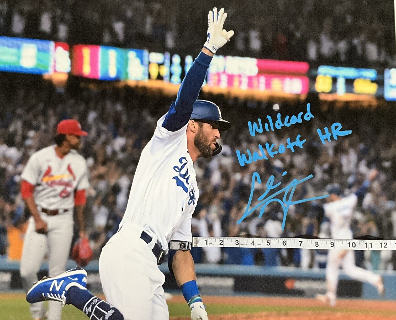 CHRIS TAYLOR DODGERS SIGNED 22X26 CANVAS "WILDCARD WALKOFF HR" PSA 2C53369