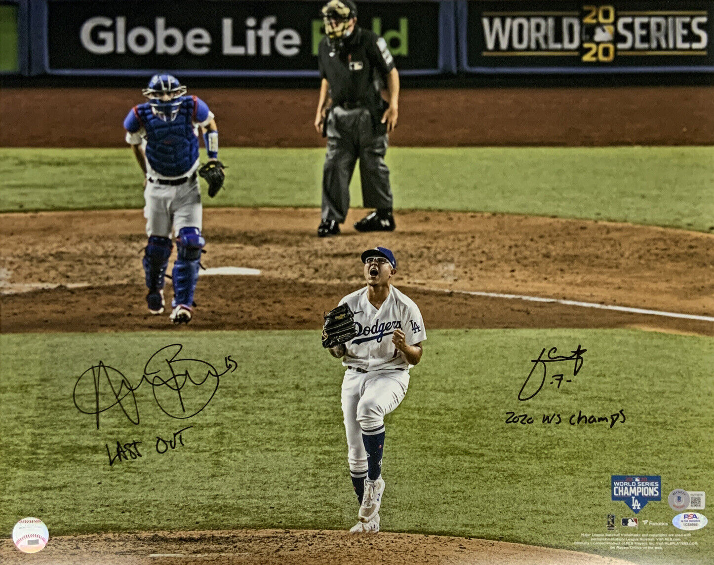 JULIO URIAS AUSTIN BARNES DODGERS SIGNED 16X20 PHOTO 