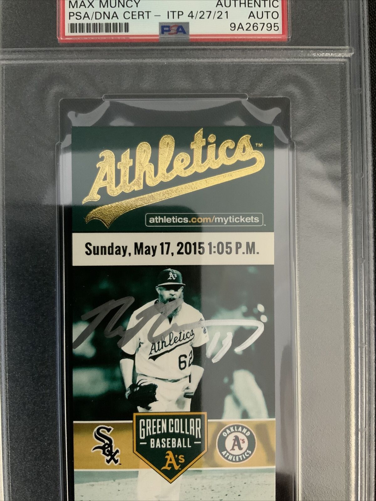 MAX MUNCY DODGER SIGNED FIRST MLB HIT 05/17/2015 TICKET STUB PSA SLABBED 9A26795