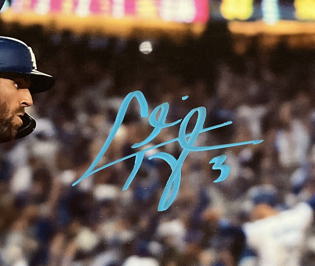 CHRIS TAYLOR DODGERS SIGNED 22X26 2021 WILD CARD GAME WALKOFF CANVAS BAS WZ59616