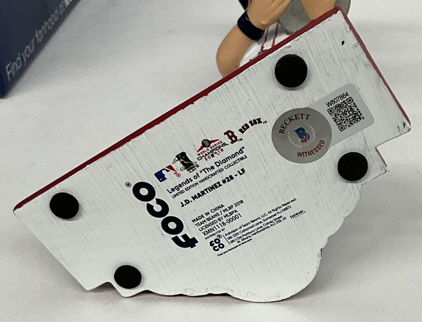 JD MARTINEZ SIGNED BOSTON RED SOX FOCO BOBBLEHEAD "2018 WS CHAMPS" BAS W807864