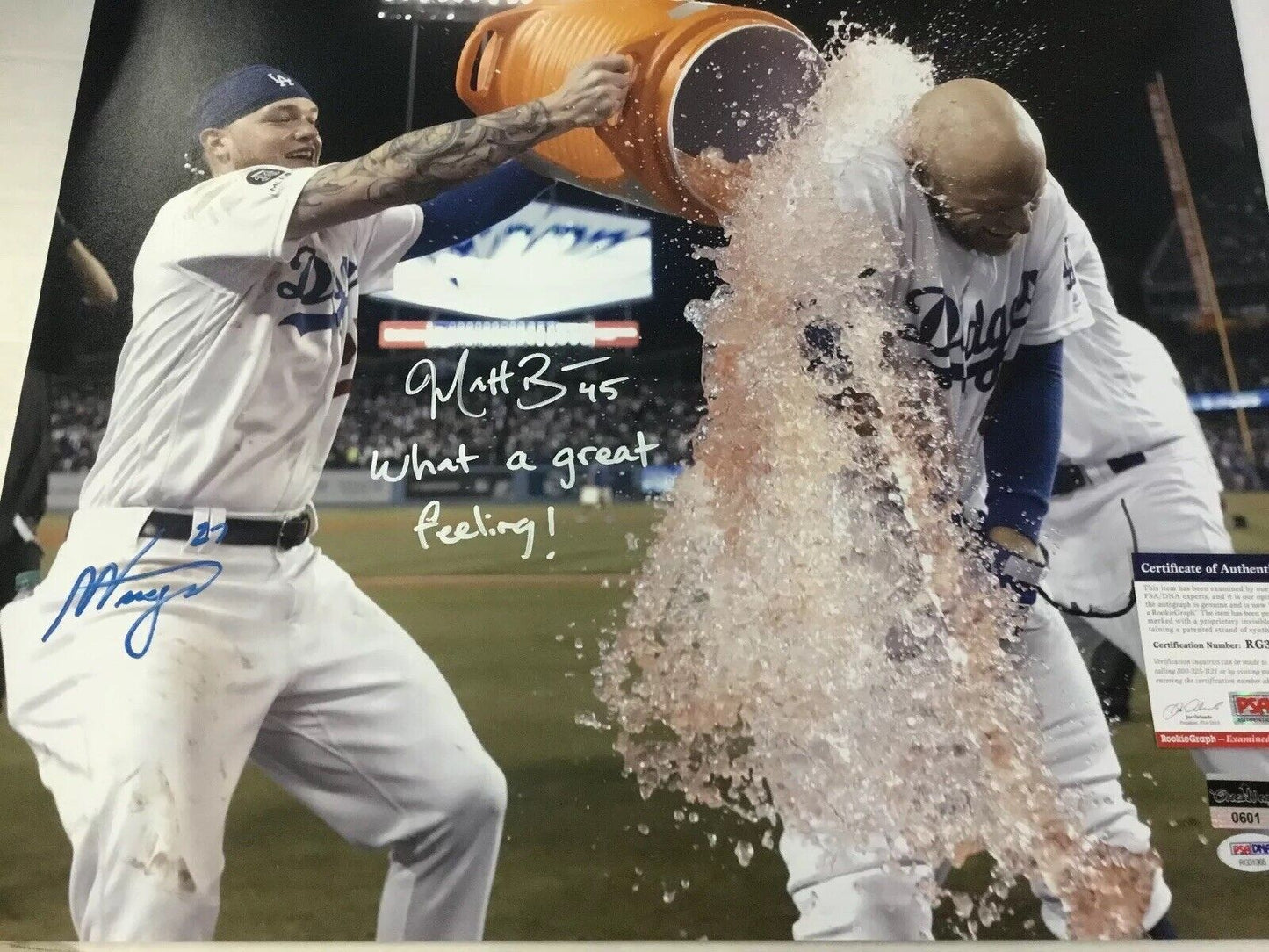 MATT BEATY ALEX VERDUGO DODGERS SIGNED 16X20 PHOTO PSA "WHAT A GREAT FEELING" W