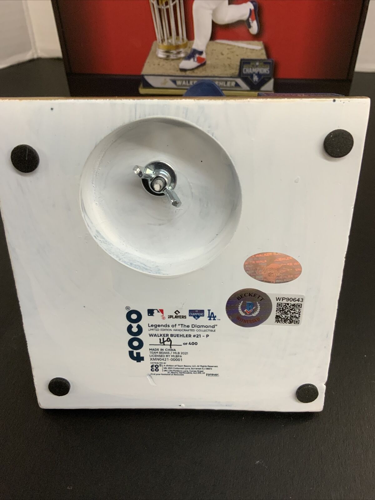 WALKER BUEHLER DODGERS SIGNED FLAME THROWING CHAMPIONSHIP BOBBLEHEAD BUETANE BAS