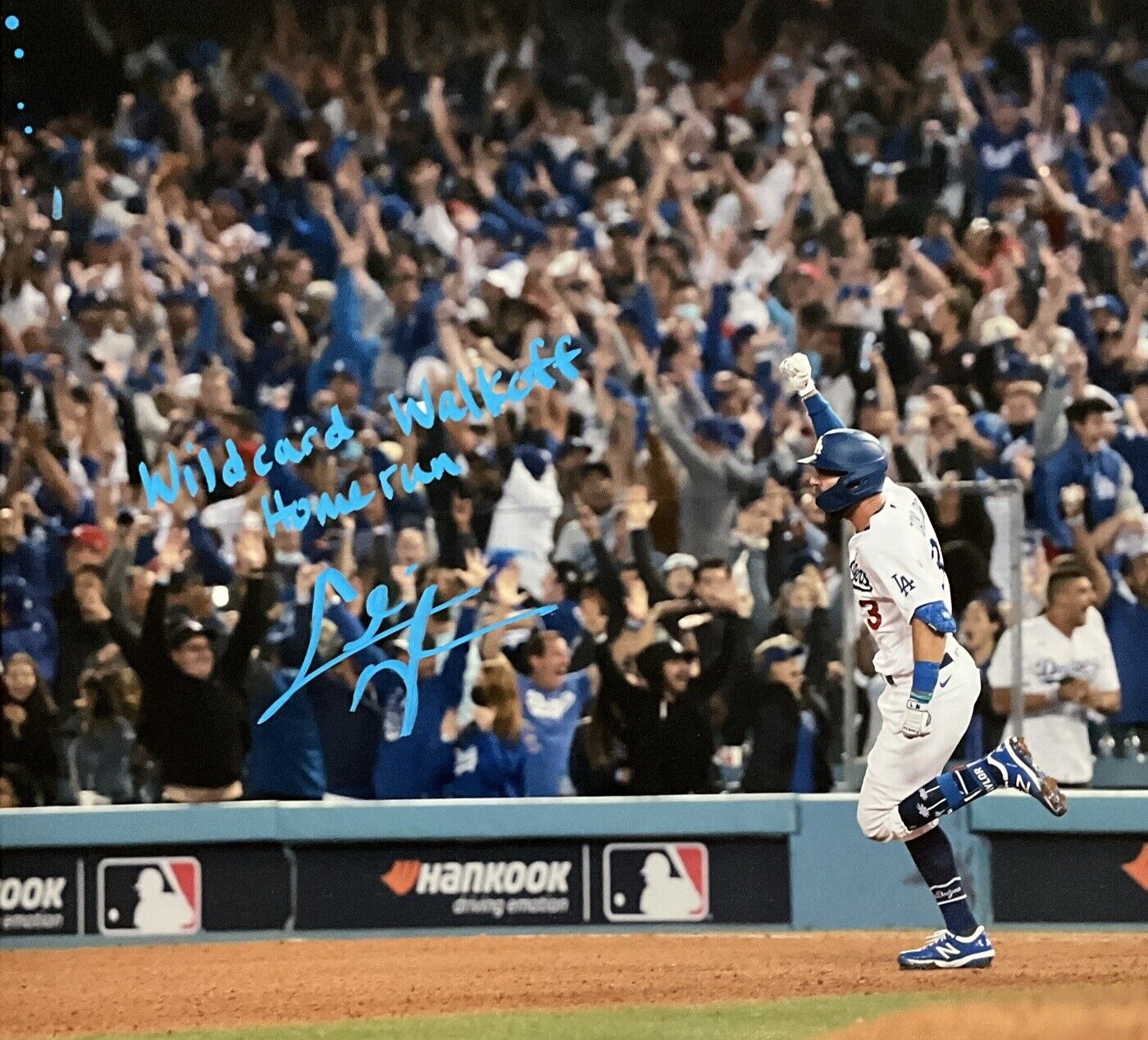 CHRIS TAYLOR DODGERS SIGNED 22X26 CANVAS "WILDCARD WALKOFF HOME RUN" PSA 2C53358