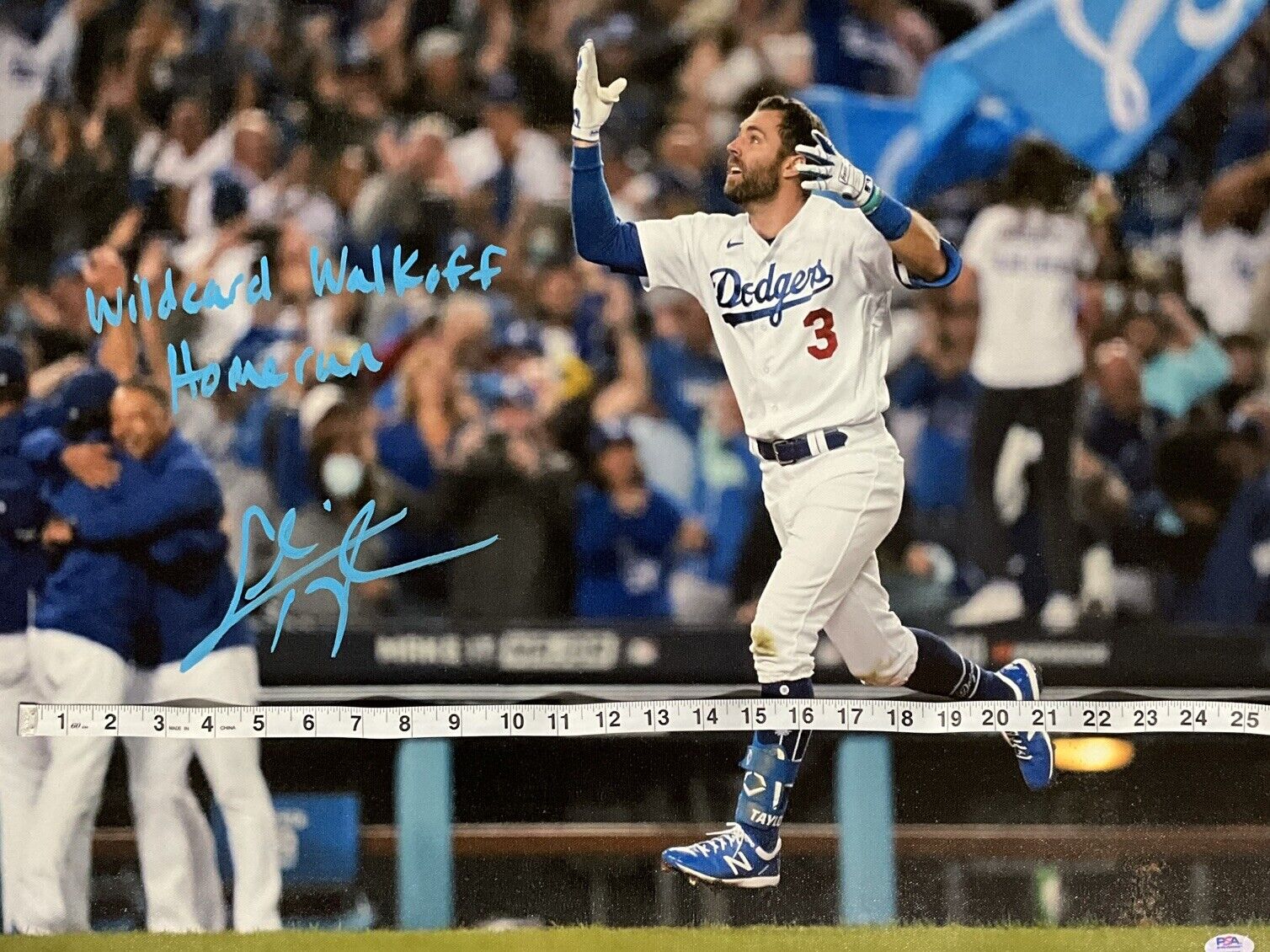 CHRIS TAYLOR DODGERS SIGNED 22X26 CANVAS "WILDCARD WALKOFF HOME RUN" PSA 2C53367