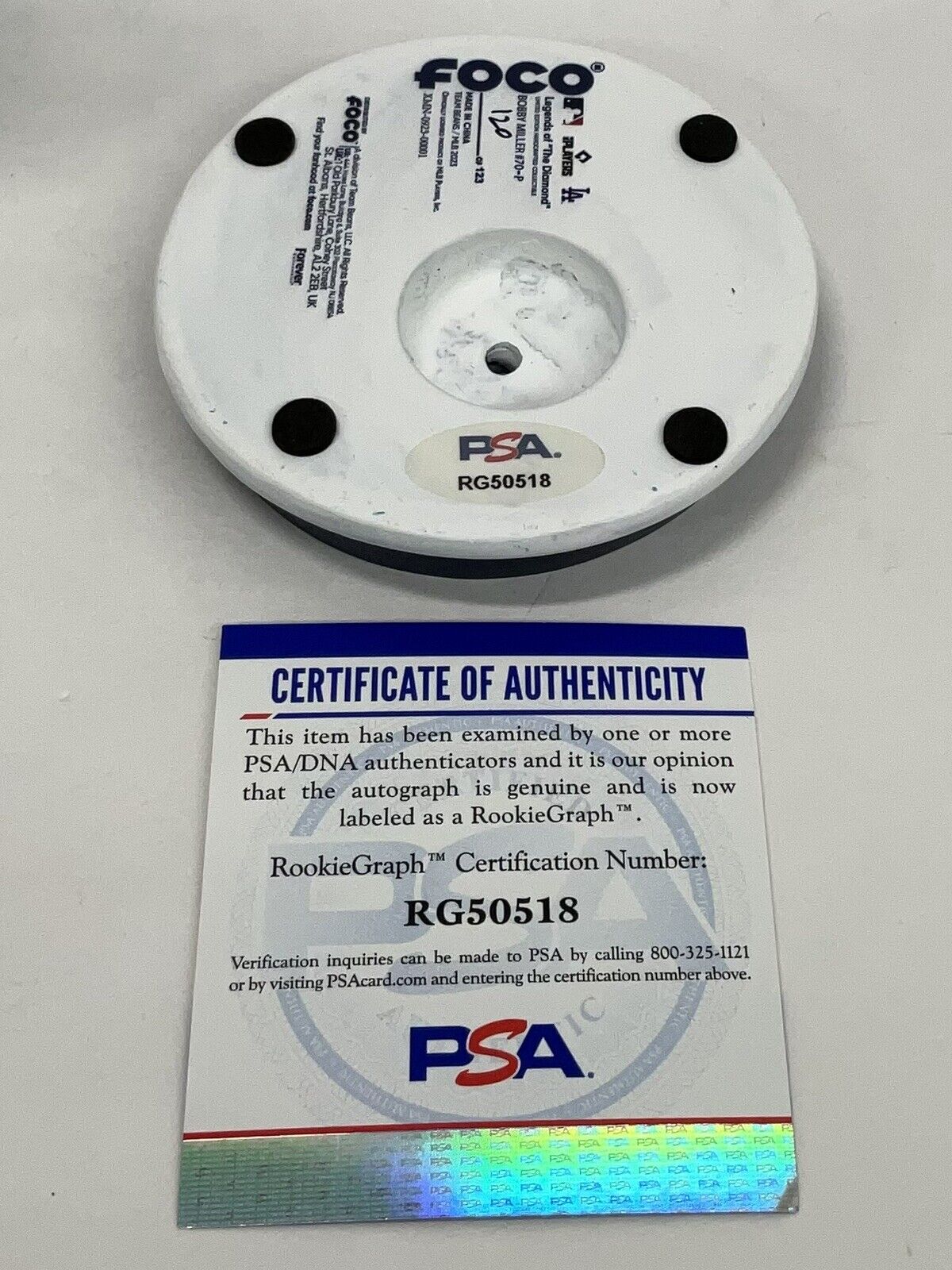 BOBBY MILLER SIGNED DODGERS FOCO BIGHEAD BOBBLEHEAD "MLB DEBUT" INSC PSA RG50518