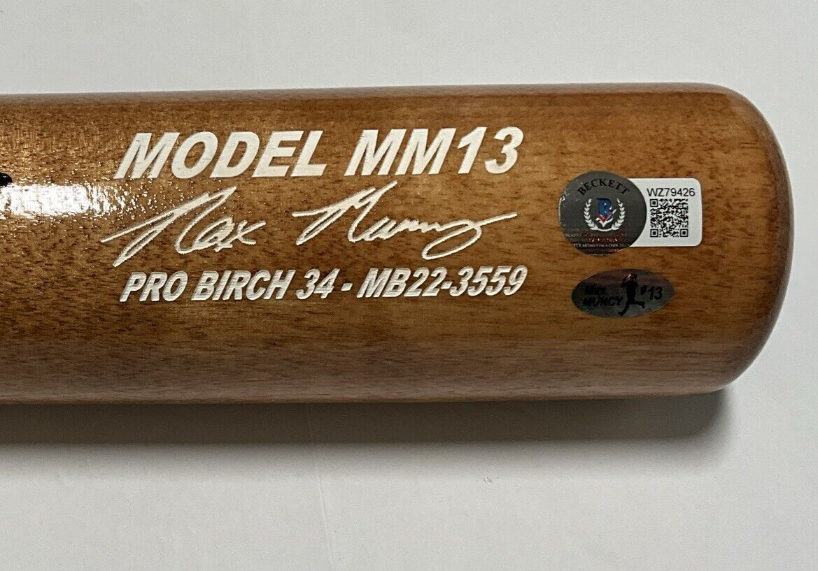 MAX MUNCY DODGERS SIGNED GOLD MAXBAT MODEL BAT "THAT FUNKY MUNCY" BAS WZ79426