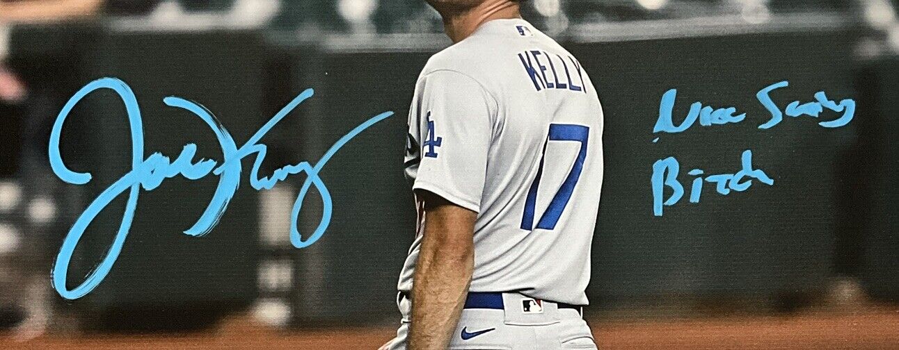 JOE KELLY SIGNED DODGERS 20X24 POUTY FACE CANVAS "NICE SWING BITCH" PSA 2C74703