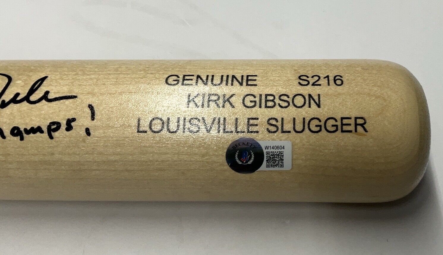 KIRK GIBSON DODGERS SIGNED LOUISVILLE SLUGGER BAT "88 WS CHAMPS" BAS W140604