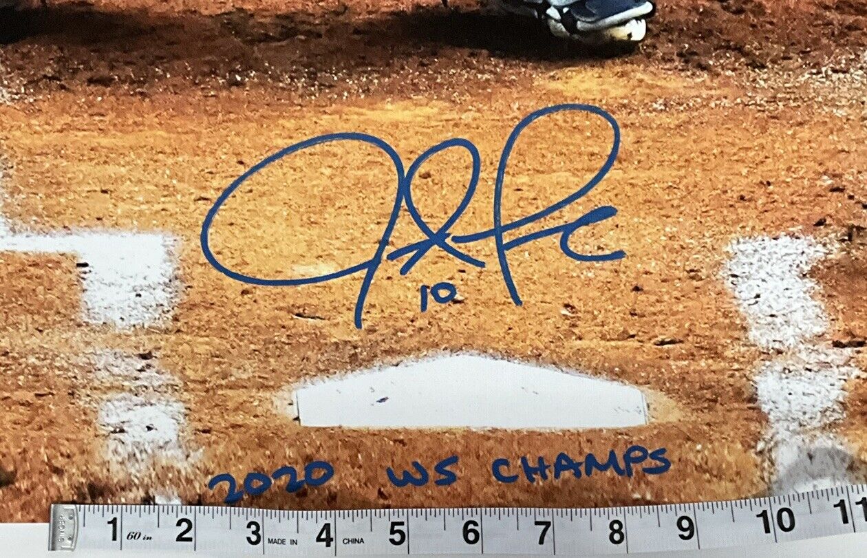 JUSTIN TURNER DODGERS SIGNED 22X33 WS HR CANVAS "2020 WS CHAMPS" PSA 9A99845