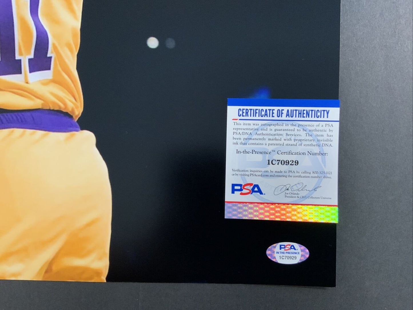 MALIK MONK LAKERS SIGNED 16X20 DUNK PHOTO YELLOW PSA ITP AUTHENTICATED