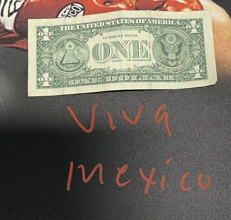 JULIO CESAR CHAVEZ SIGNED 20X30 STRETCHED CANVAS "VIVA MEXICO" INSC BAS W210351