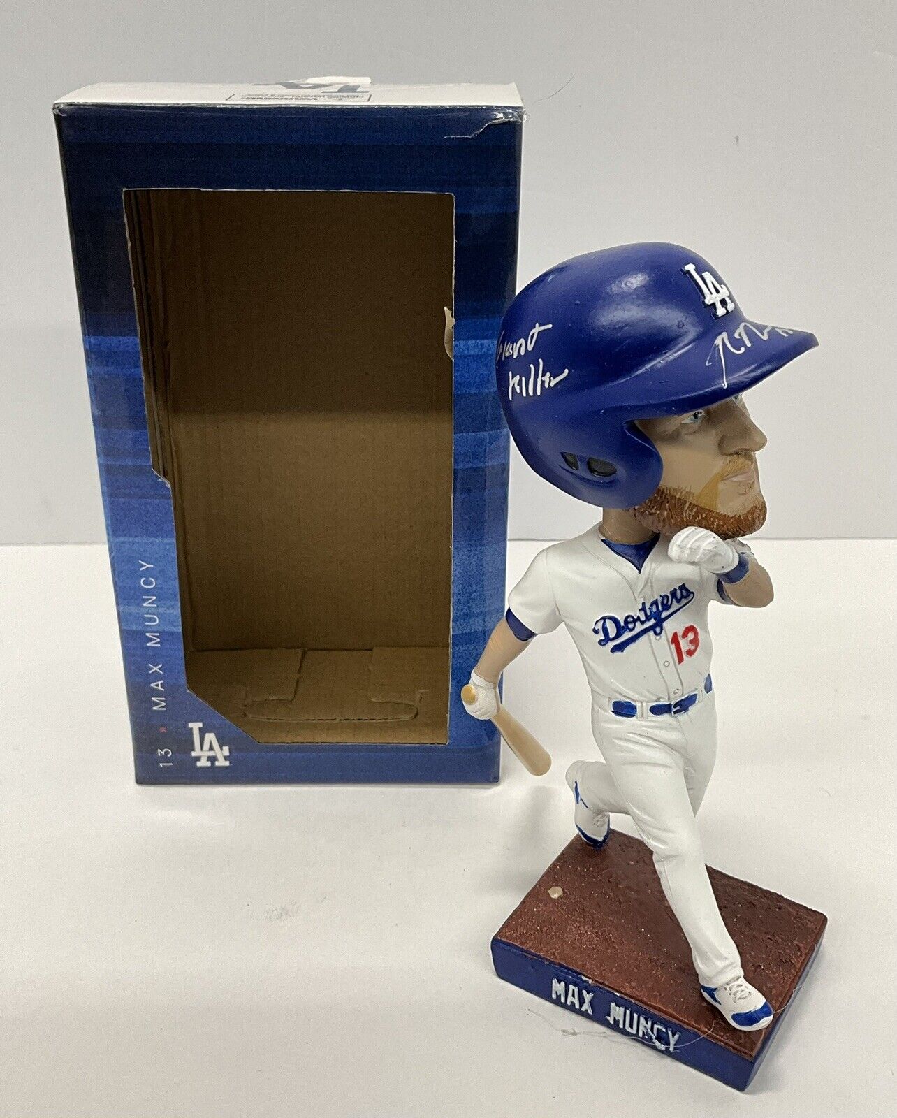 MAX MUNCY SIGNED DODGERS 2019 SGA BOBBLEHEAD "GIANT KILLER" INSCRIPT PSA 2C51368