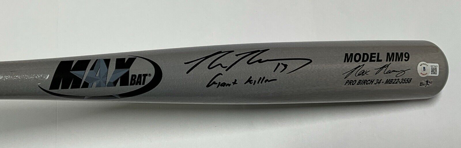 MAX MUNCY DODGERS SIGNED MAXBAT GAME MODEL BAT "GIANT KILLER" INSC BAS WZ79421
